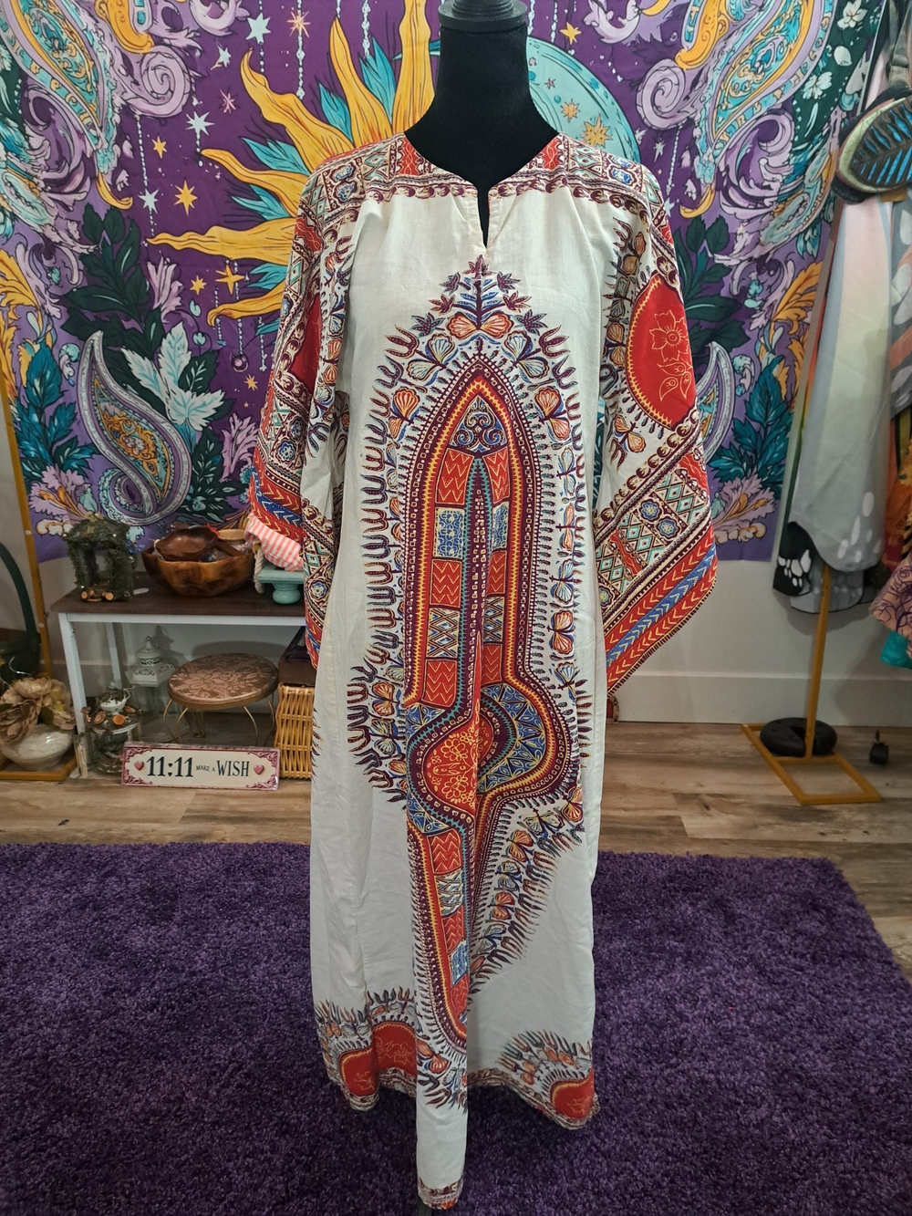 Desert Temple Dashiki Kaftan Maxi Dress – Dramatic Angel Sleeves